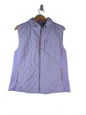 Tyler Boe Lavender Quilted Vest with Ribbed Knit Side Panels, Size L
